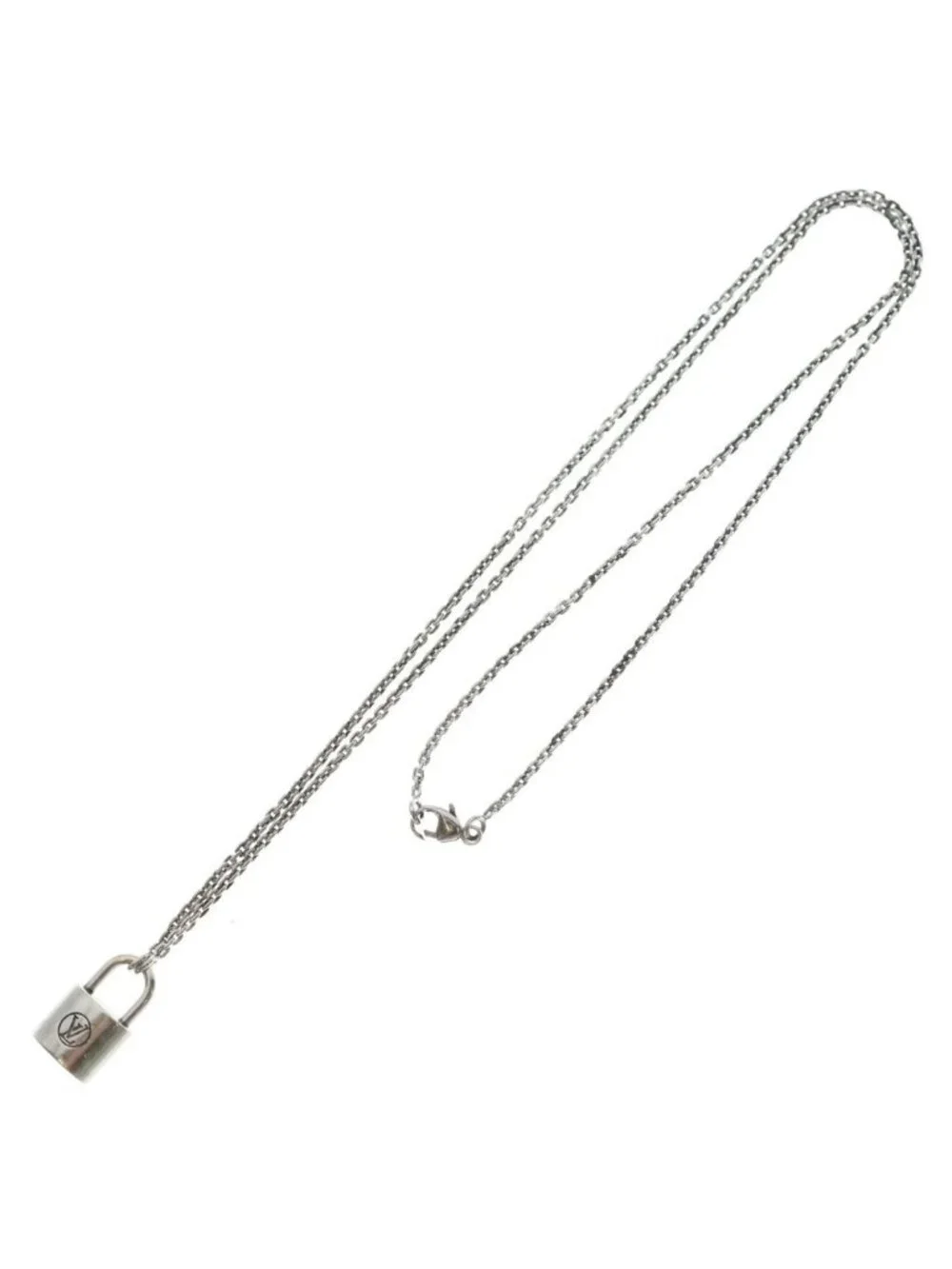 Louis Vuitton Lock It Neck Lace Necklace Padlock Motif Silver